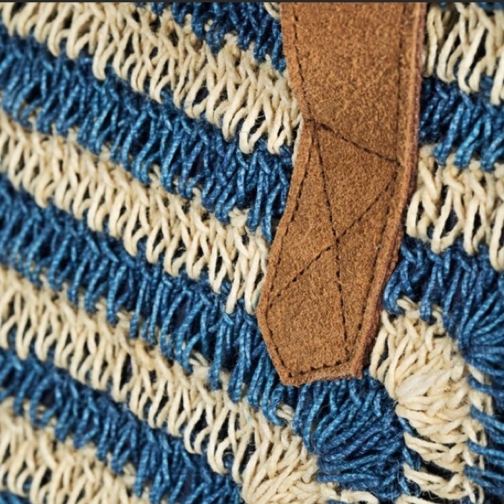 Oversized Square Jute Tote-DENIM - Picture 5 of 6